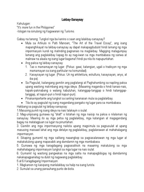 Pagsulat Ng Lakbay Sanaysay – Hakbang At .
